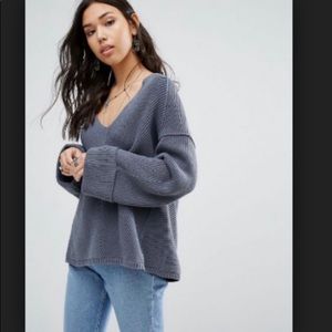 Free People La Brea V-neck sweater-Gray size S
